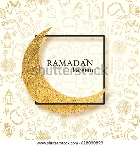 Ramadan Kareem Illustration Golden Paper Moon Stock Vector 