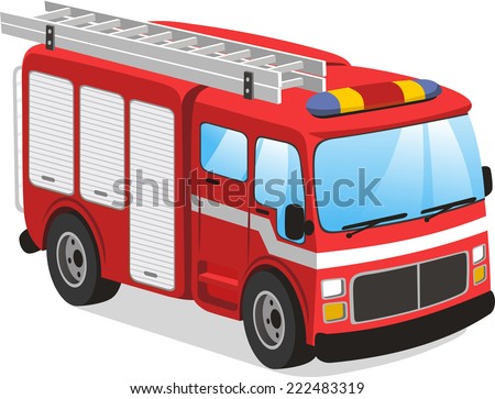 Fire Truck Cartoon Illustration Stock Vector 222483319 - Shutterstock