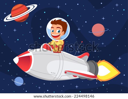 Space Boy Driving Space Rocket Vector Stock Vector 224498146 - Shutterstock