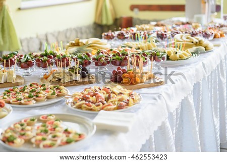 Catering and banquet wedding table setting on evening reception awaiting guests - buy this stock photo on Shutterstock & find other images.