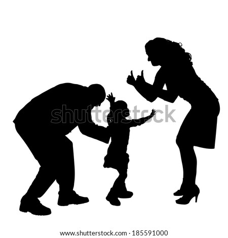 Vector silhouette of people who dance on a white background.