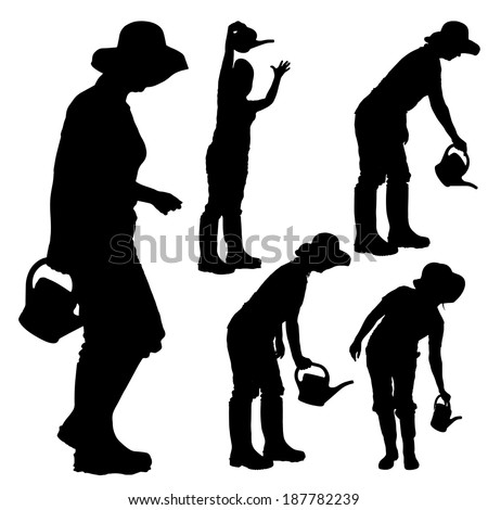 Vector Silhouette Gardener On White Background Stock Vector 187782239 ...