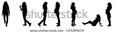 Vector illustration silhouettes of woman on white background