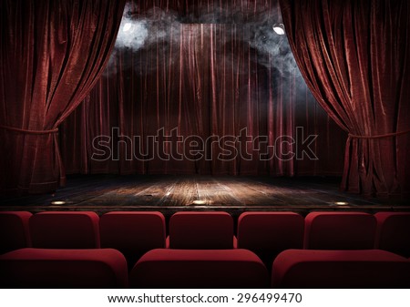 Magic theater stage red curtains Show Spotlight
