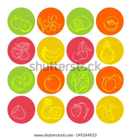 Web icons set. Summer fruits