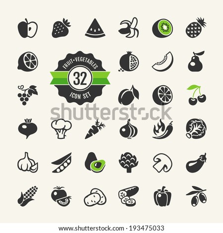 Fruit and Vegetables vector web icon set