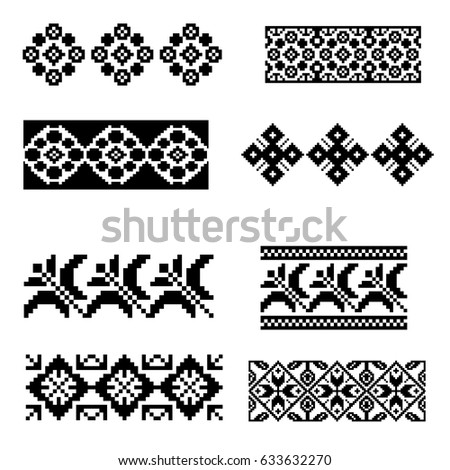 Set Black White Geometric Designs 2 Stock Vector 94243558 - Shutterstock