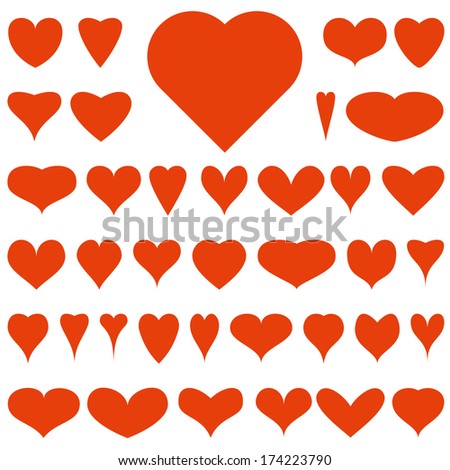Collection of red vector hearts for your design