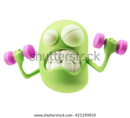 Strength Emoji Cartoon 3d Rendering Stock Illustration 421290937 ...