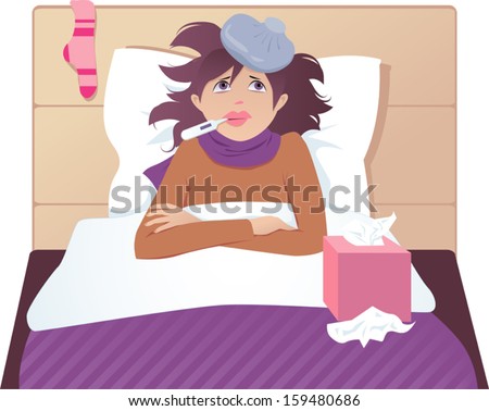 Flu Common Cold Treatment Home Cute Stock Vector 159480686 - Shutterstock