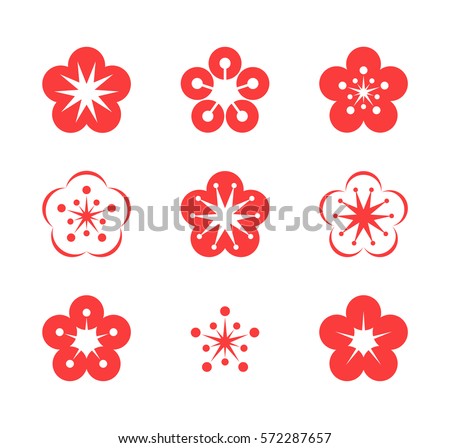 Cherry blossom. Icon set
