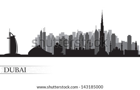 Dubai City Silhouette Vector Skyline Illustration Stock Vector ...