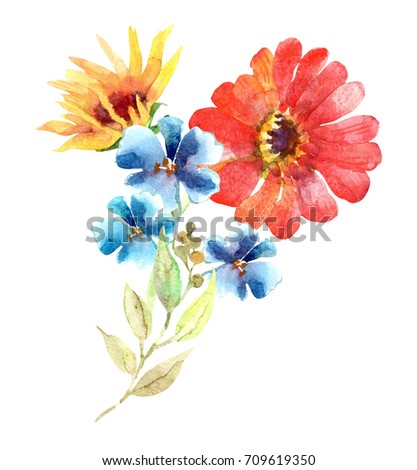 Pink Dahlias Flowers Garland Watercolor Hand Stock Illustration ...