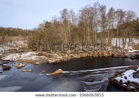 Typical Rural Landscape In Sweden On A Cold Winter Day