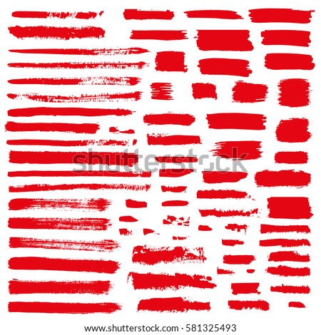 red vector brush strokes of paint on white background