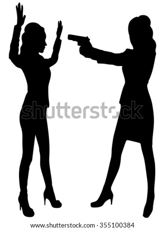 Silhouettes Two Small Girls Stock Vector 112518998 - Shutterstock