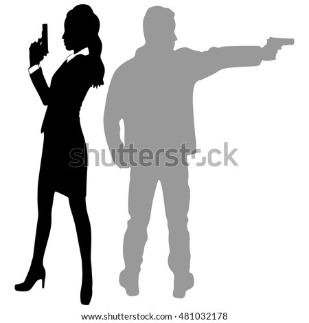 Silhouette Man Shooting Gun Stock Vector 1264798 - Shutterstock