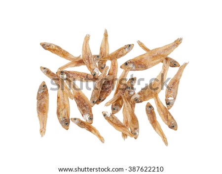 Dried fishes isolated on white background