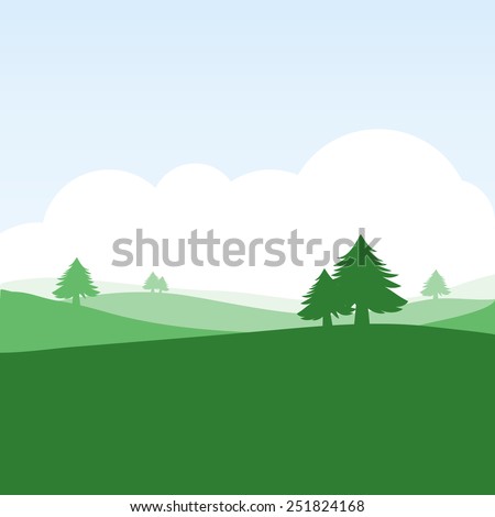 colorful silhouette landscape of countryside for graphic design and website