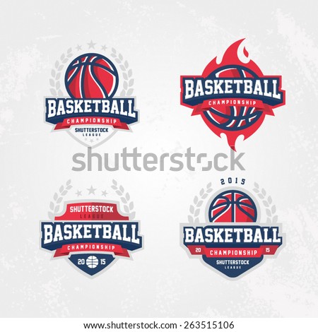 Basketball Championship Logo Set Stock Vector 263515106 - Shutterstock