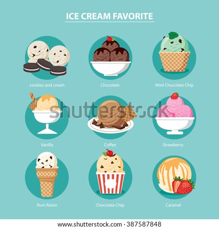 vector favorite of ice cream set flat design