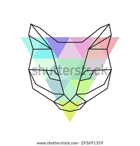 Vector Hipster Geometric Head Cat Triangles Stock Vector 293691359 ...