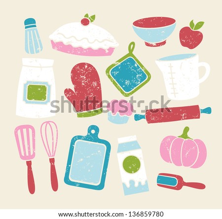 Colored Baking Elements Stock Vector 136859780 - Shutterstock