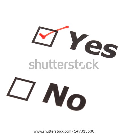 Yes No check boxes,check Yes - stock photo