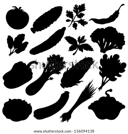 Quotblack Fruits And Vegetables Silhouette Logoquot Stock Image