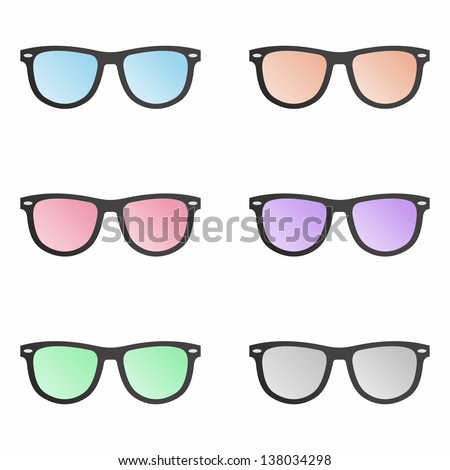 Set Eyeglasses Catseye Shapemulticoloredisolated Vector Illustration ...