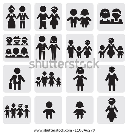 Vector Black People Icons Set On Stock Vector 110846279 - Shutterstock