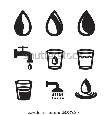 Vector Black Water Icon On White เวกเตอร์สต็อก 352276016 - Shutterstock