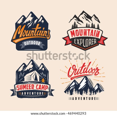 Vector Adventure Vintage Logo On Mountain Stock Vector ...