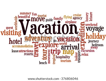 Vacation Word Cloud Concept On White Stock Illustration ...