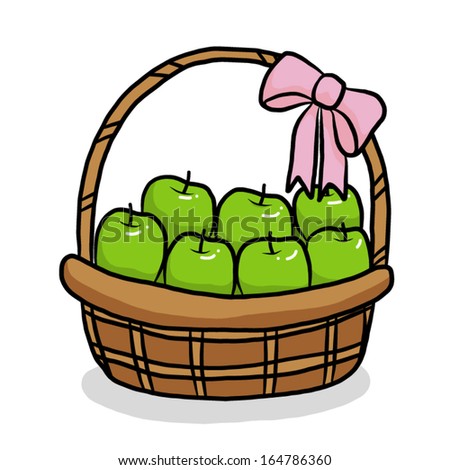 Green Apples Gift Basket Cartoon Vector Stock Vector (Royalty Free ...