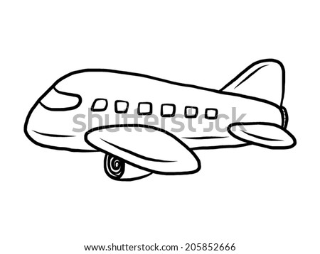 Air plane cartoon vector and illustration black and white hand drawn sketch Air plane cartoon vector and illustration black and white hand drawn sketch