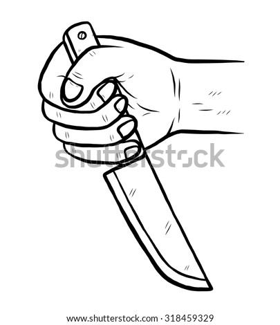 Knife Hand Cartoon Vector Illustration Black Stock Vector 318459329