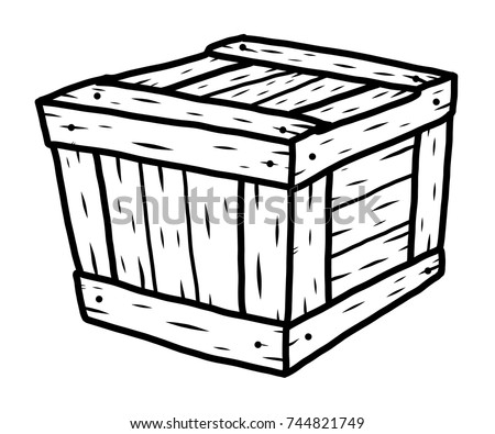 Wooden Box Cartoon Vector And Illustration Black White Hand Drawn Sketch Wooden Box Cartoon Vector And Illustration Black White Hand Drawn Sketch
