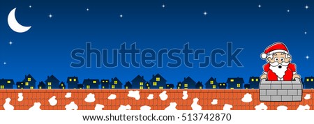 vector illustration of Santa Claus stuck in the chimney