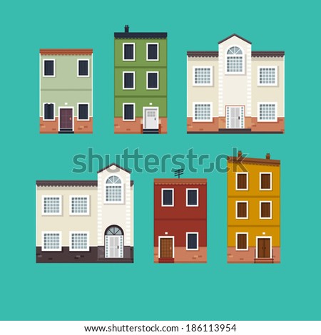 Cartoon Apartment Building Collection Stock Vector 224212162 - Shutterstock