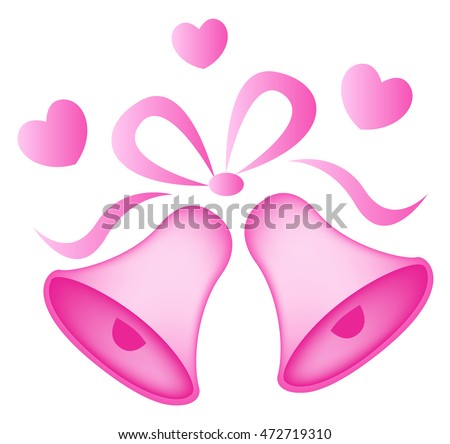 Illustration Of A Elegant Pink Color Wedding Bells With Hearts Isolated N White Background Illustration Of A Elegant Pink Color Wedding Bells With Hearts Isolated N White Background