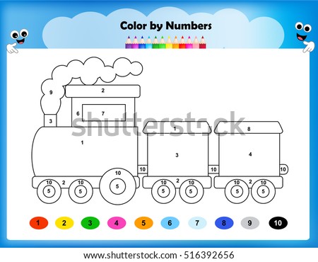 Worksheet Color By Numbers Train Worksheet Stock Vector 516392656