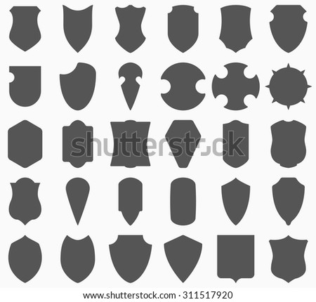 Vector Set Heraldic Shields Silhouettes Armorial Stock Vector 84325315 ...