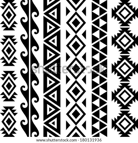 Aztec Tribal  Seamless Pattern Designs Stock Vector 
