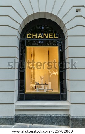 MELBOURNE, AUSTRALIA - MAR 19: Chanel window display on Mar 19, 2015 in Melbourne. Chanel is a high fashion house, specializes in clothes, luxury goods and fashion accessories.