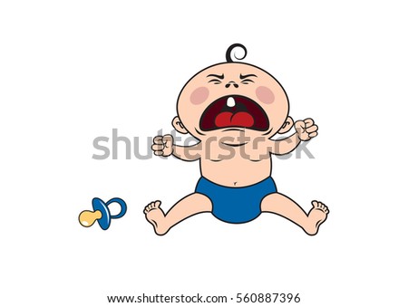 Crying Baby Vector Cartoon  Character Angry Stock Vector 