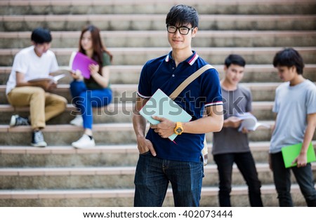 Laughing Latin Male Student Group Friends Stock Photo 