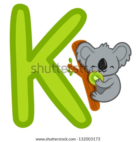 K Koala Kiwi Letter Funny Alphabet Stock Vector 132003173 - Shutterstock