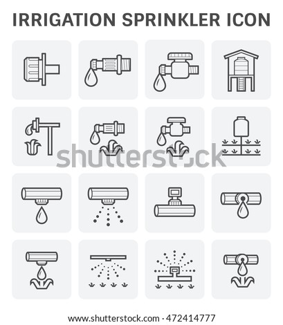 Water sprinkler and irrigation system vector icon set design.