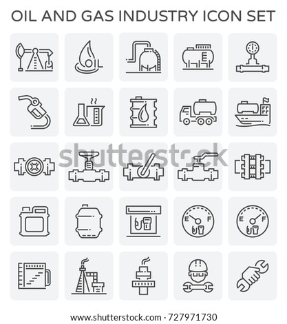 Vector line icon of oil and gas industry.